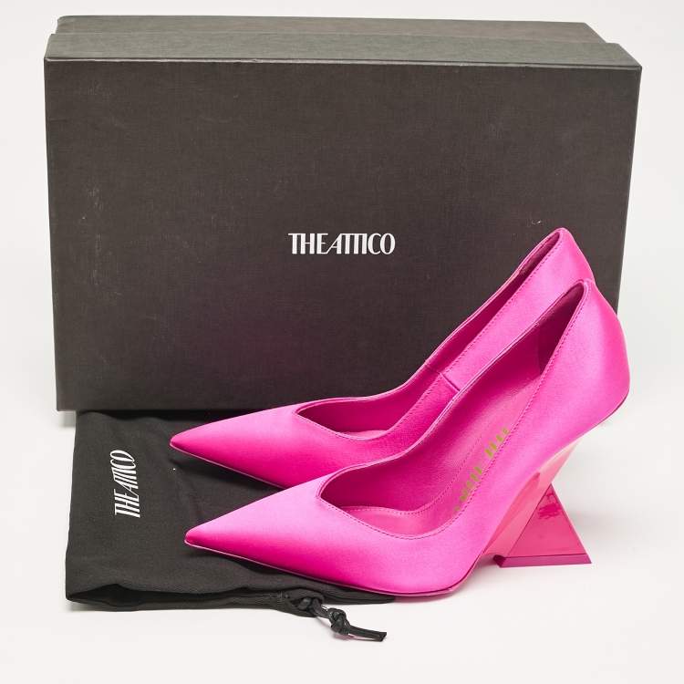 Pre Owned The Attico Fuchsia Satin Cheope Pumps Size 35