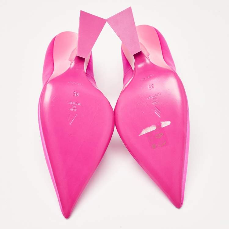 Pre Owned The Attico Fuchsia Satin Cheope Pumps Size 35
