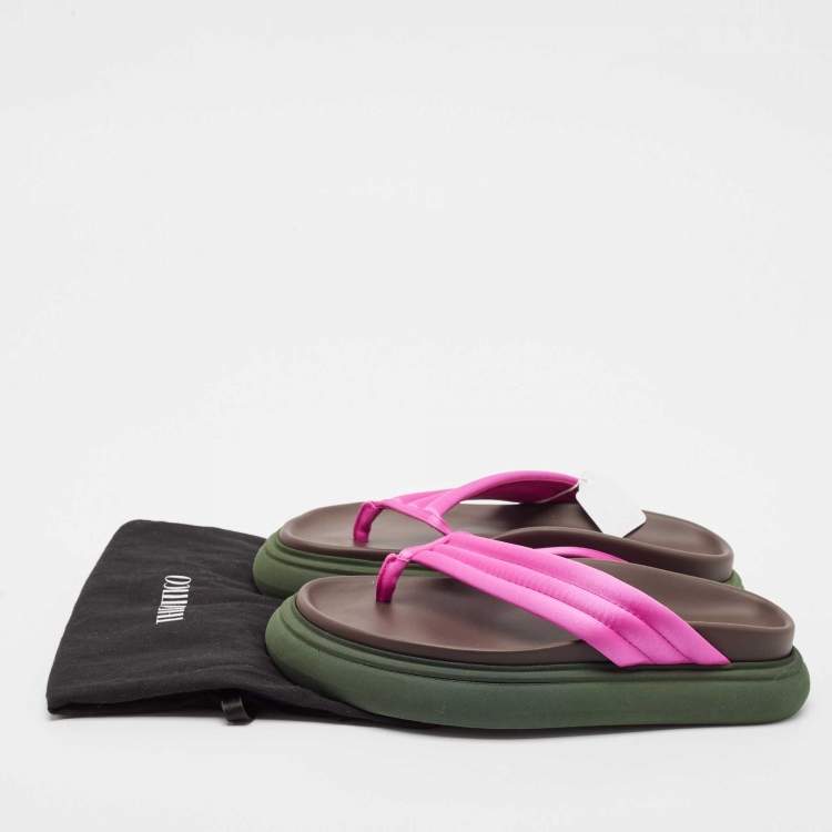 Pre Owned The Attico Pink Satin Thong Sandals Size 38