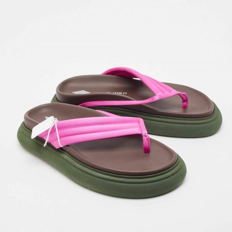 Pre Owned The Attico Pink Satin Thong Sandals Size 38