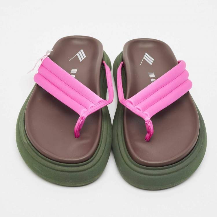Pre Owned The Attico Pink Satin Thong Sandals Size 38