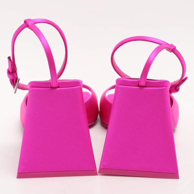 Pre Owned The Attico Fuchsia Satin Piper Ankle Strap Sandals Size 41