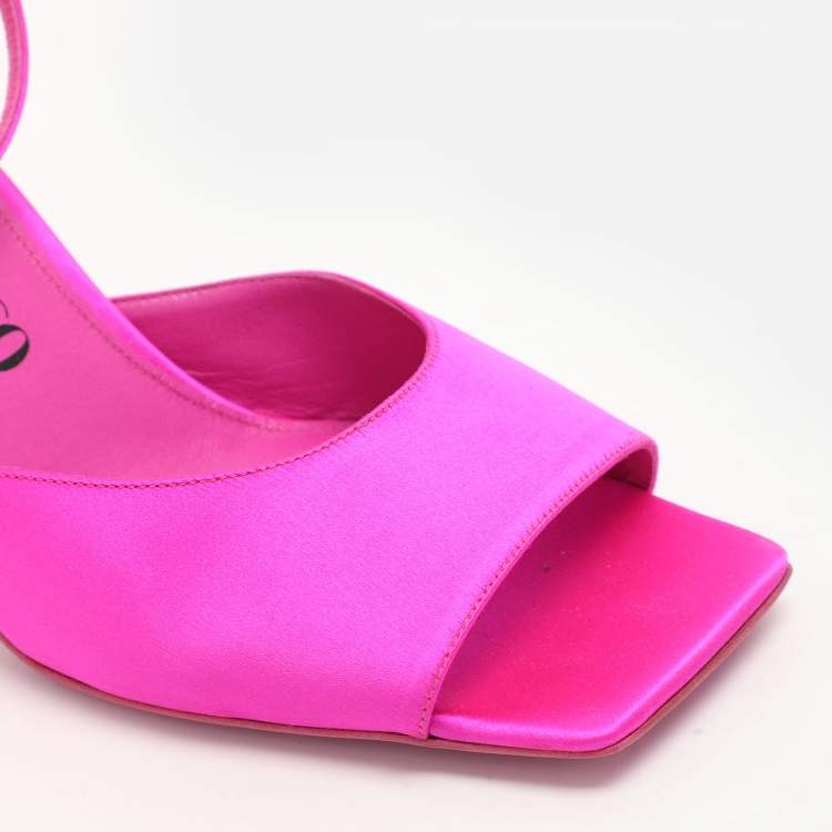 Pre Owned The Attico Fuchsia Satin Piper Ankle Strap Sandals Size 41
