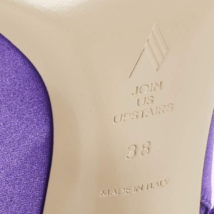 Pre Owned The Attico Violet Satin Venus Ankle Wrap Pumps Size 38