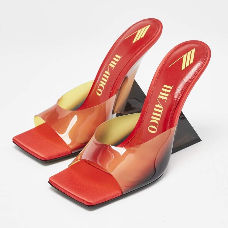 Pre Owned The Attico Red/Yellow Degrade PVC Cheope Mules Size 39