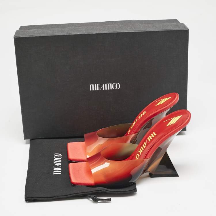 Pre Owned The Attico Red/Yellow Degrade PVC Cheope Mules Size 39