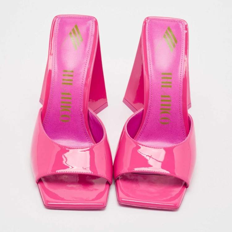 Pre Owned The Attico Fuchsia Patent Leather Devon Slide Sandals Size 37