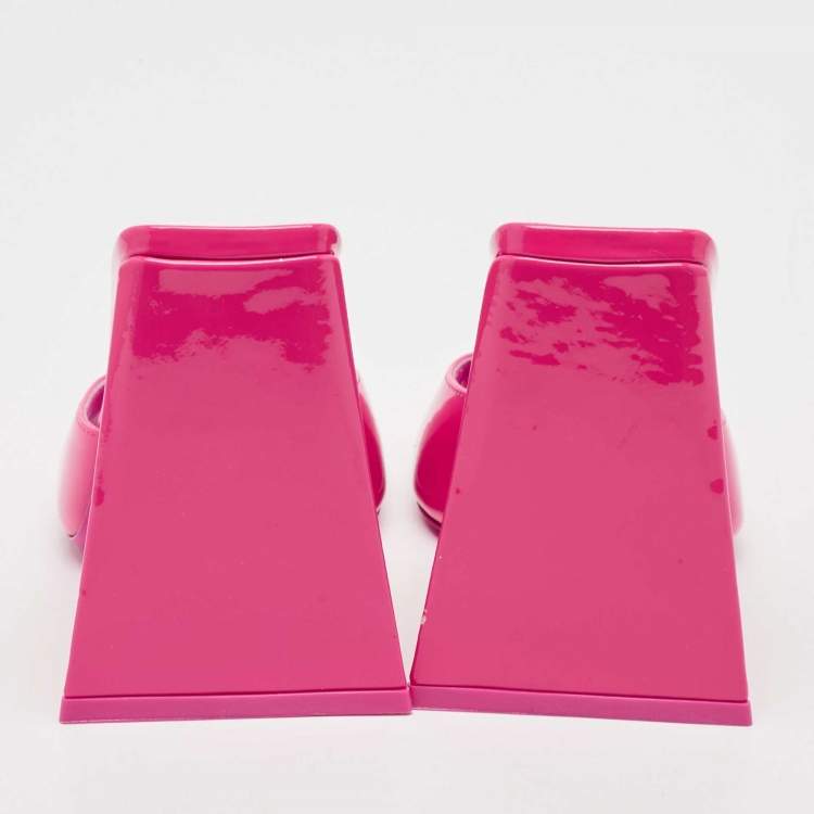Pre Owned The Attico Fuchsia Patent Leather Devon Slide Sandals Size 37