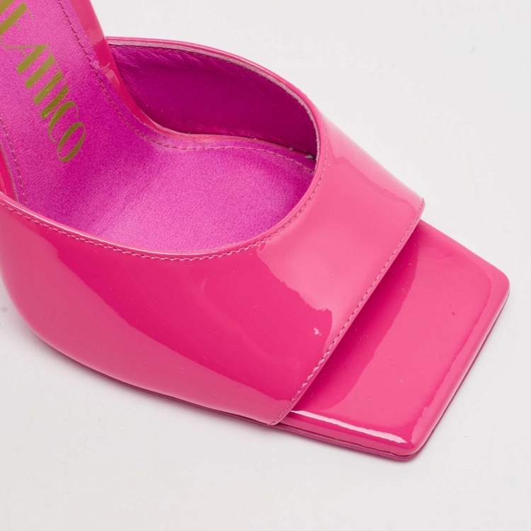Pre Owned The Attico Fuchsia Patent Leather Devon Slide Sandals Size 37