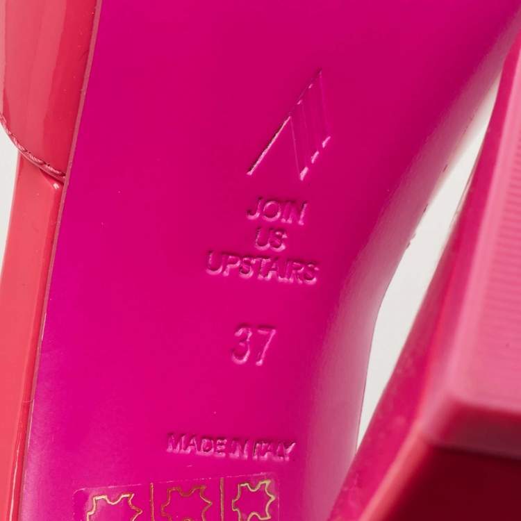 Pre Owned The Attico Fuchsia Patent Leather Devon Slide Sandals Size 37