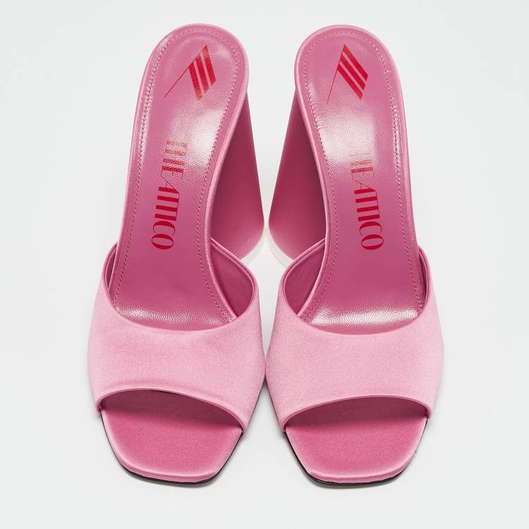Pre Owned The Attico Pink Satin Luz Mules Size 39.5