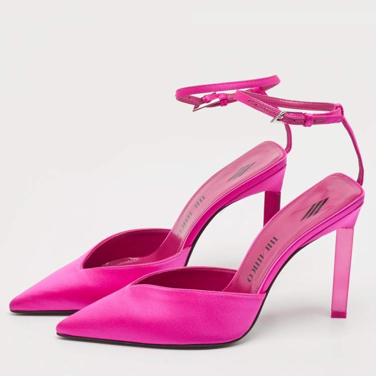 Pre Owned The Attico Pink Satin Perine Ankle Strap Pumps Size 37