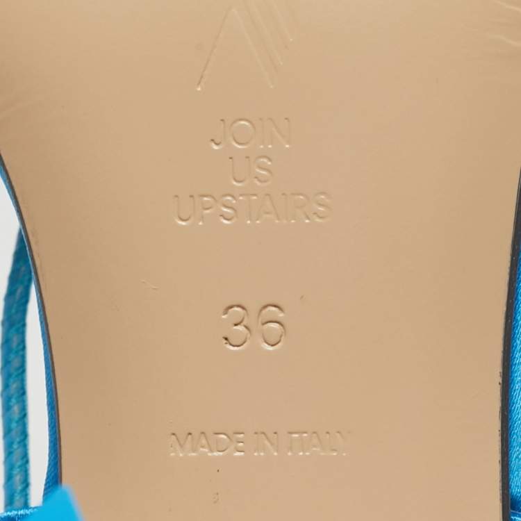 Pre Owned The Attico Blue Satin Adele Lace Up Sandals Size 36