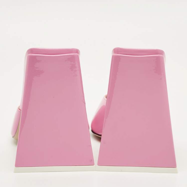 Pre Owned The Attico Devon Size 39 Pink Patent Leather Slide Sandals