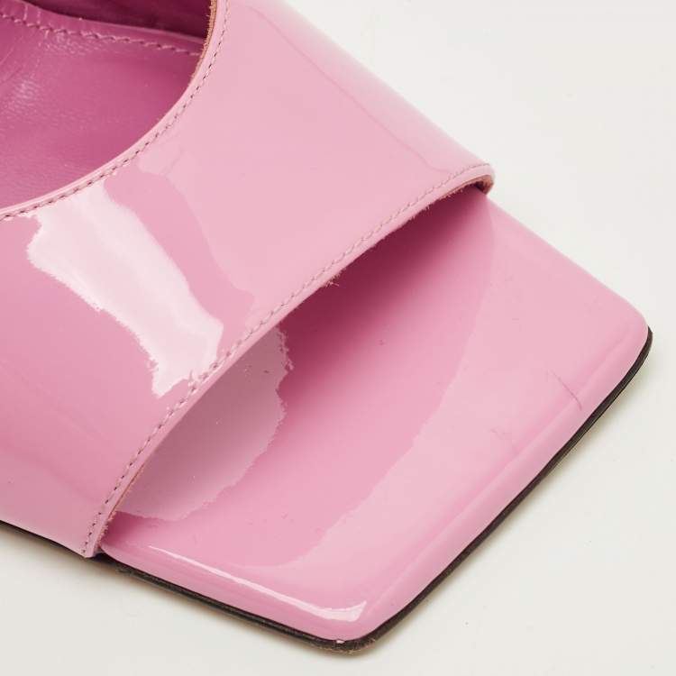 Pre Owned The Attico Devon Size 39 Pink Patent Leather Slide Sandals