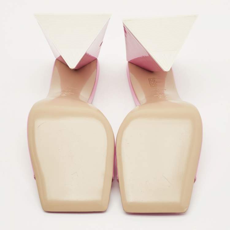 Pre Owned The Attico Devon Size 39 Pink Patent Leather Slide Sandals