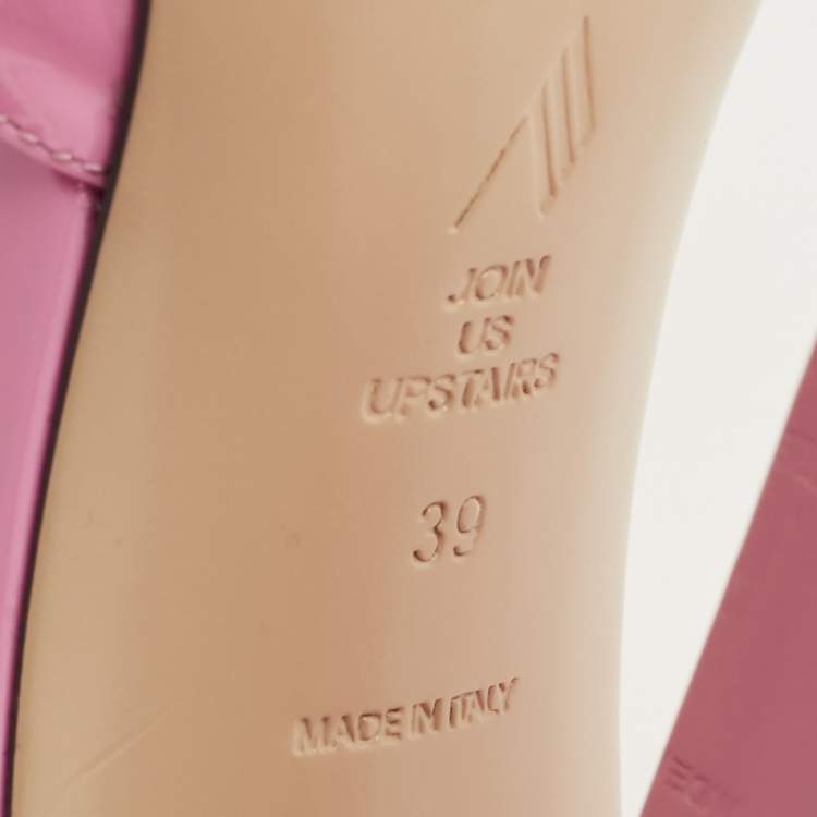 Pre Owned The Attico Devon Size 39 Pink Patent Leather Slide Sandals