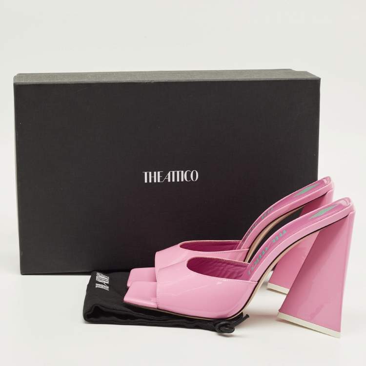 Pre Owned The Attico Devon Size 39 Pink Patent Leather Slide Sandals