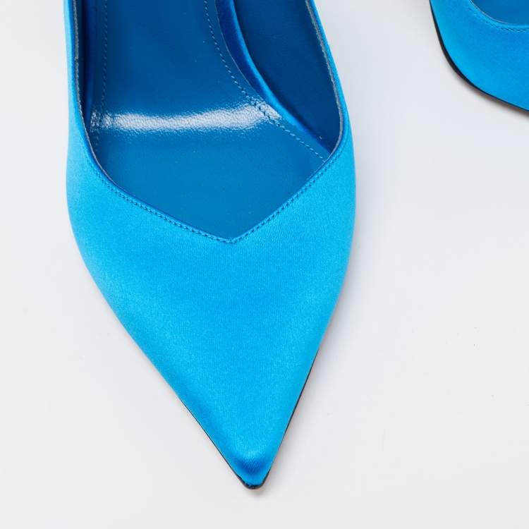 Pre Owned The Attico Blue Satin Slingback Pumps Size 39