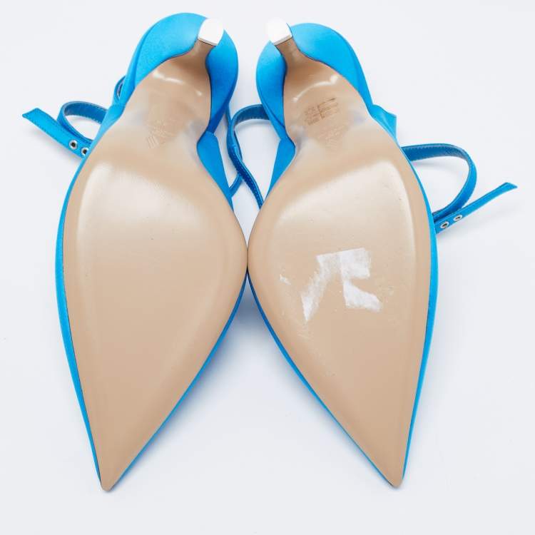 Pre Owned The Attico Blue Satin Slingback Pumps Size 39