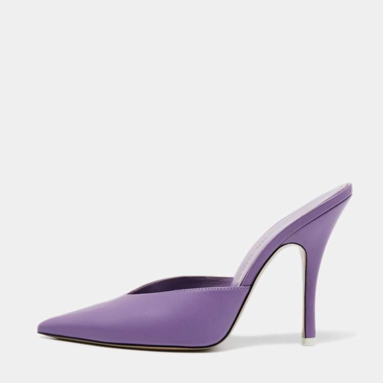 Pre Owned The Attico Purple Leather Venus Pointed Toe Mules Size 40