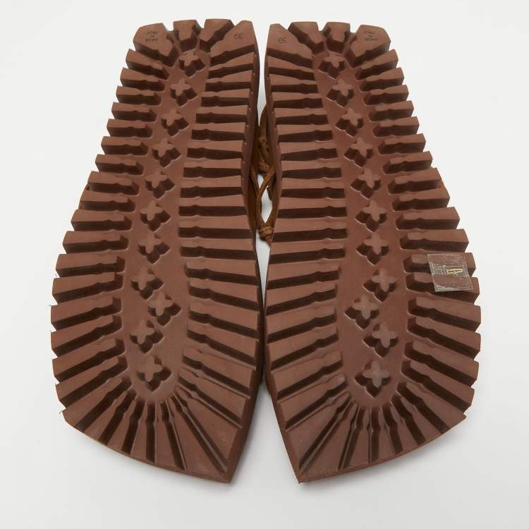 Pre Owned The Attico Brown Suede Renee Ankle Tie Sandals Size 39