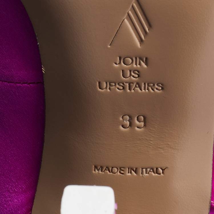 Pre Owned The Attico Neon Pink Satin Venus Ankle Wrap Pointed Toe Pumps Size 39