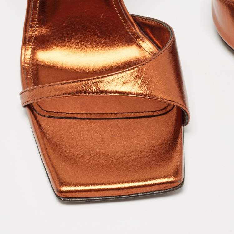 Pre Owned The Attico Brown Leather Slingback Sandals Size 39