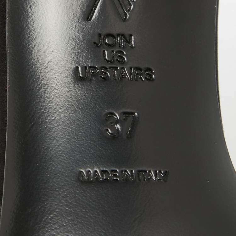 Pre Owned The Attico Black Satin Devon Square Toe Mules Size 37
