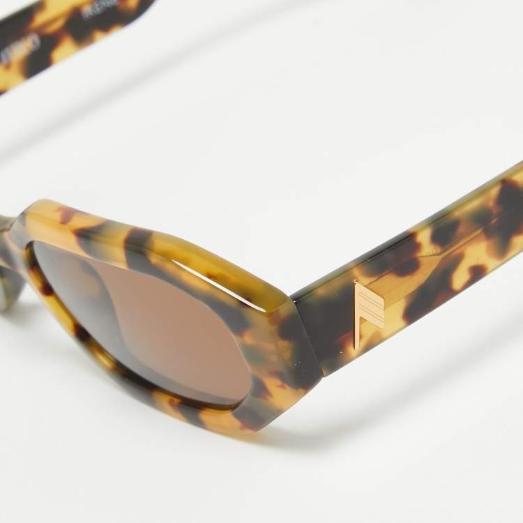 Pre Owned Linda Farrow x The Attico tortoise Brown Irene Rectangle Sunglasses