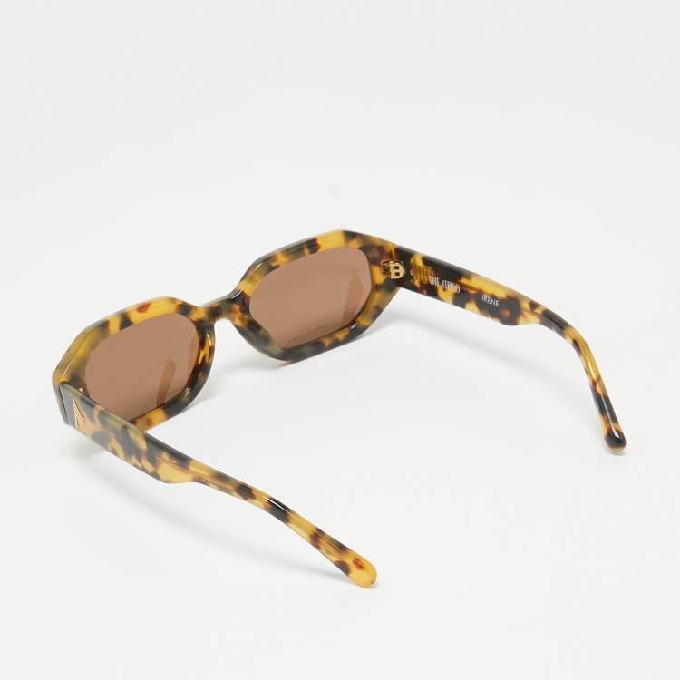 Pre Owned Linda Farrow x The Attico tortoise Brown Irene Rectangle Sunglasses