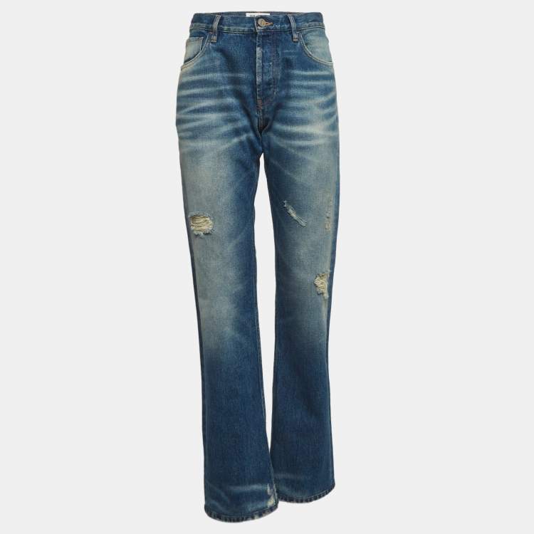 The Attico Blue Washed Denim Distressed Jeans S Waist 27