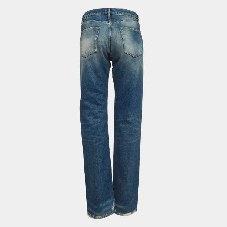 Pre Owned The Attico Blue Washed Denim Distressed Jeans S Waist 27"