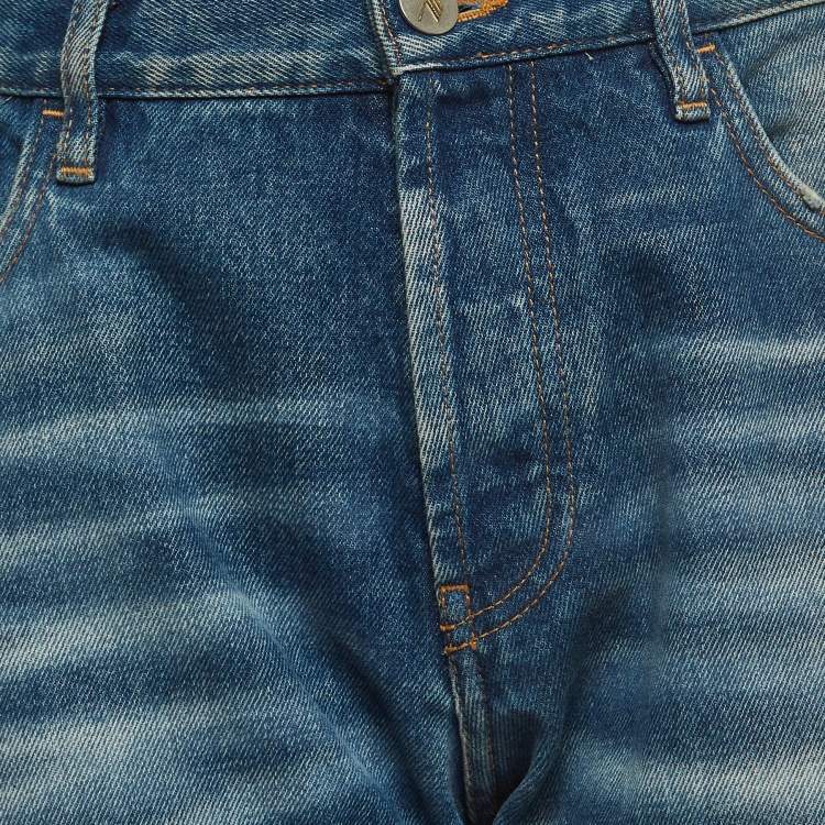 Pre Owned The Attico Blue Washed Denim Distressed Jeans S Waist 27"
