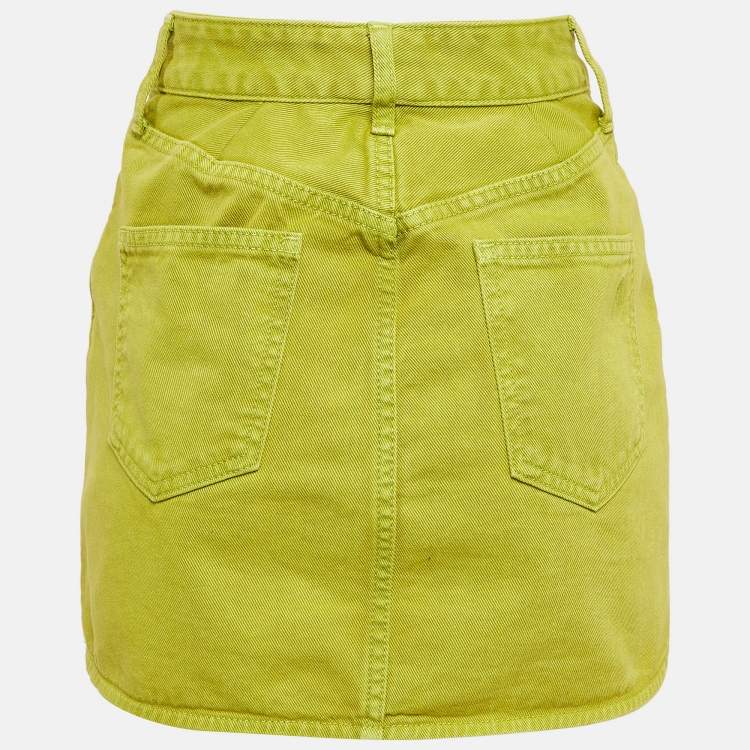 Pre Owned The Attico Green Denim Kelly Mini Skirt S