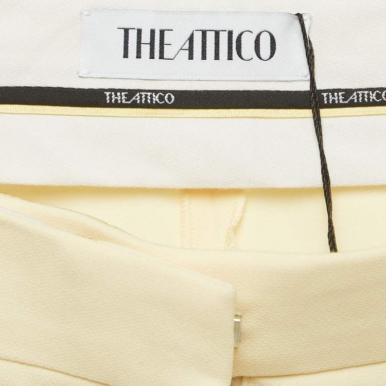 Pre Owned The Attico Pastel Yellow Stretch Crepe Straight Leg Trousers L