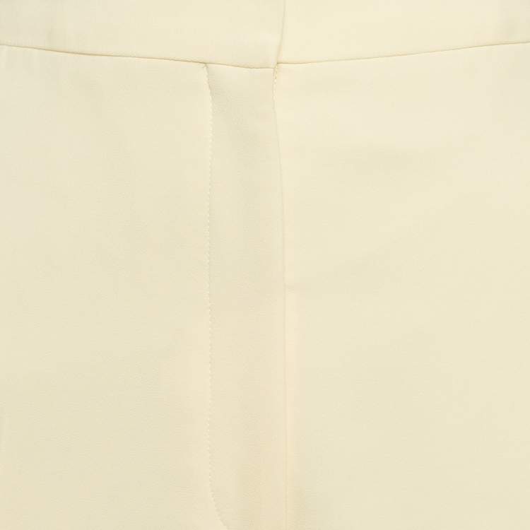 Pre Owned The Attico Pastel Yellow Stretch Crepe Straight Leg Trousers L