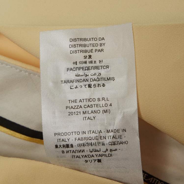 Pre Owned The Attico Pastel Yellow Stretch Crepe Straight Leg Trousers L