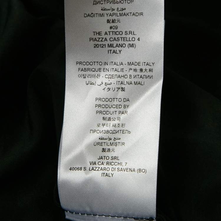 Pre Owned The Attico Metallic Silver Lamé Fan Detail Long Dress XS