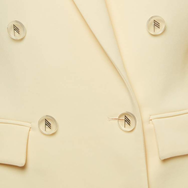 Pre Owned The Attico Pastel Yellow Stretch Crepe Double Breasted April Blazer M