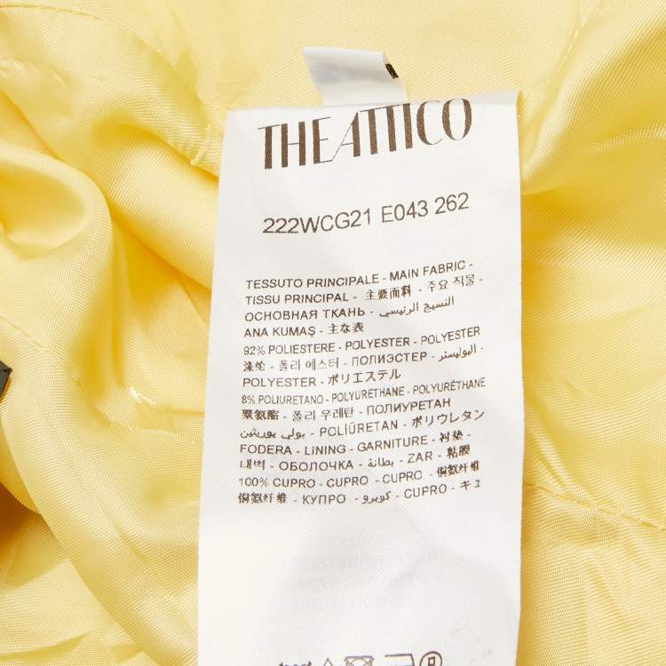 Pre Owned The Attico Pastel Yellow Stretch Crepe Double Breasted April Blazer M