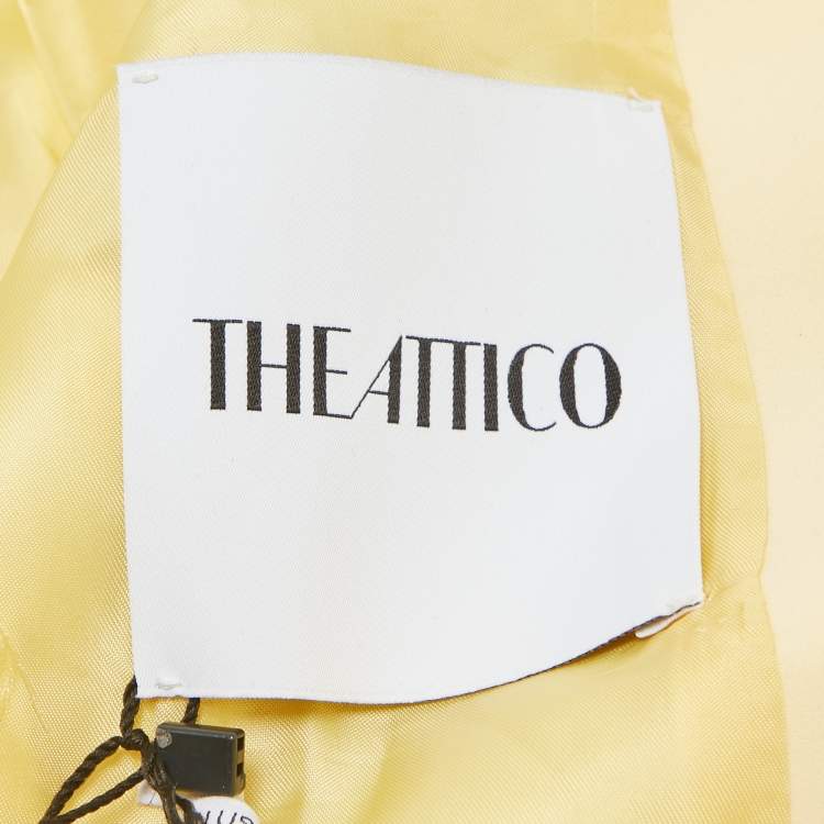 Pre Owned The Attico Pastel Yellow Stretch Crepe Double Breasted April Blazer M