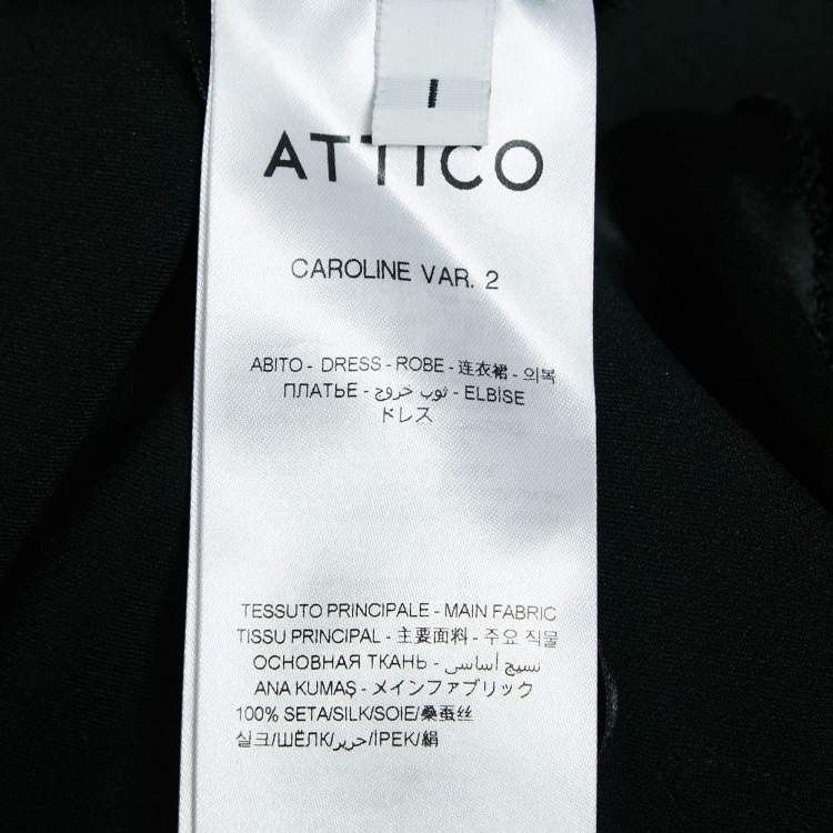 Pre Owned The Attico Black Palm Tree Embroidery Silk Raw Edges Maxi Dress S