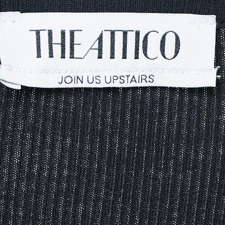 Pre Owned The Attico Black Snap Button Strap Detail Rib Knit Tank Top S