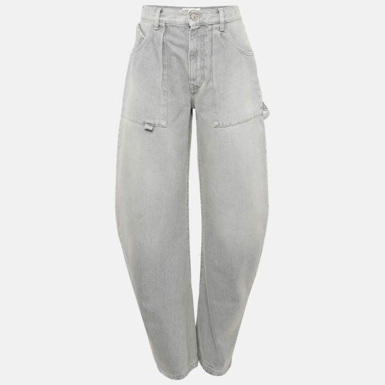 Pre Owned The Attico Grey Denim Distressed Low Rise Jeans S Waist 28" 