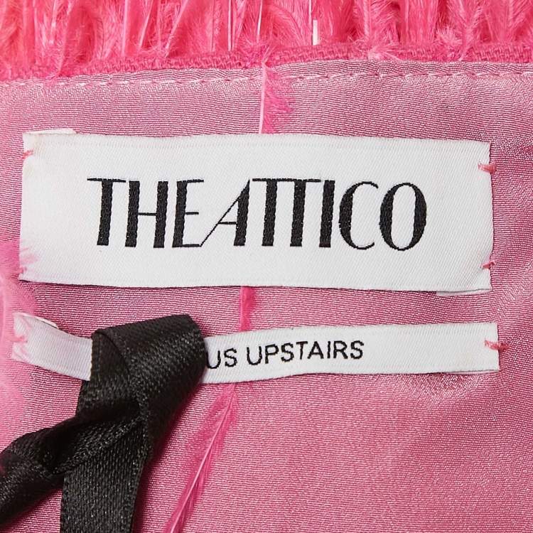 Pre Owned The Attico Fuchsia Pink Feather Beads Detail Bustier Top M