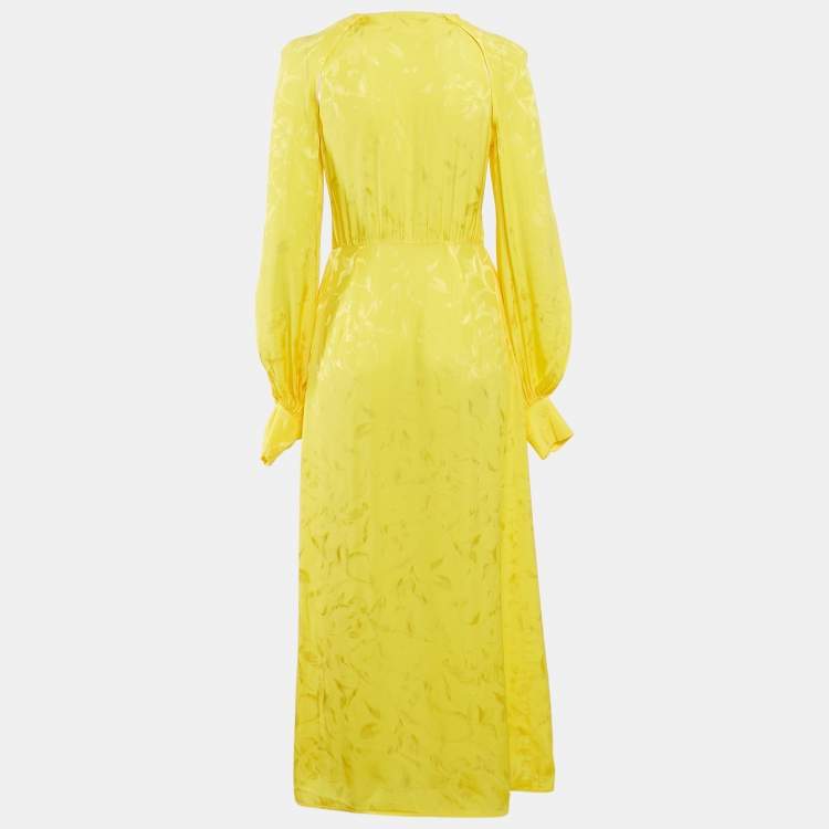 Pre Owned The Attico Yellow Crepe V-Neck Midi Dress S
