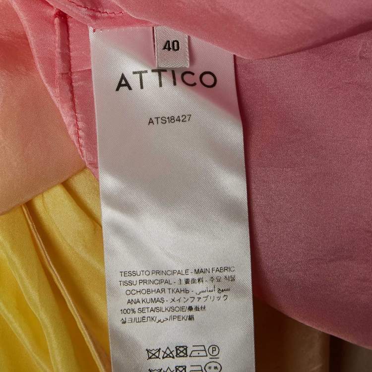 Pre Owned The Attico Yellow/Pink Ombre Silk Wrap Mini Dress S