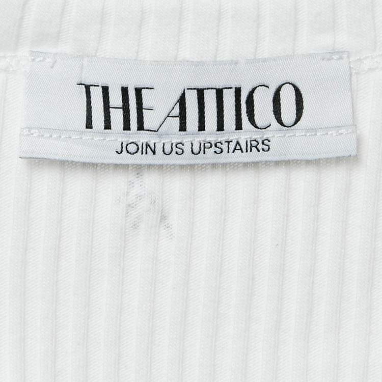 Pre Owned The Attico White F Rhinestone Rib Knit Tank Top M