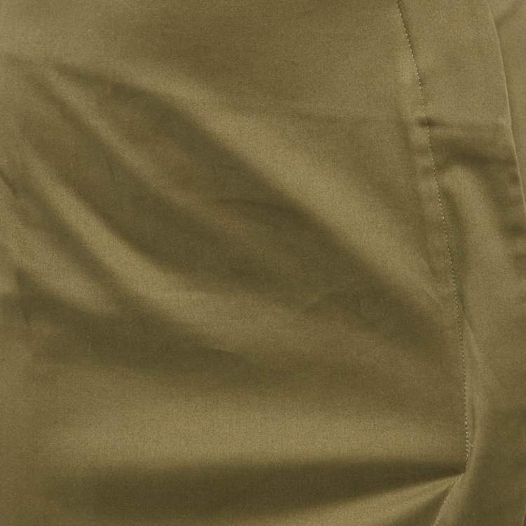 Pre Owned The Attico Olive Green Cotton Fold Over Waist Detail Mini Skirt S